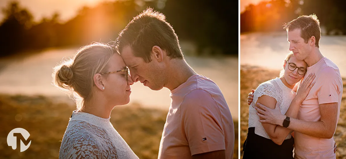 Loveshoot in het gouden uur in de Loonse duinen.