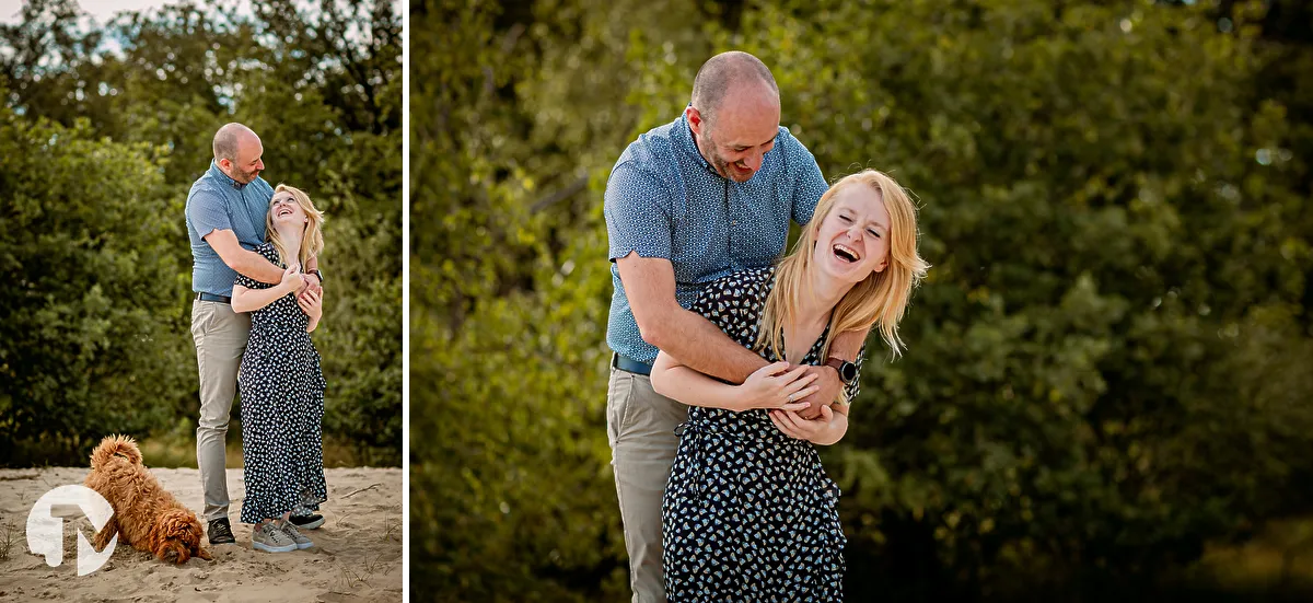 Loveshoot met hond in de avondzon in Kaatsheuvel.