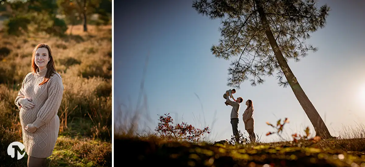Ontspannen fotoshoot met gezin in avondzon.