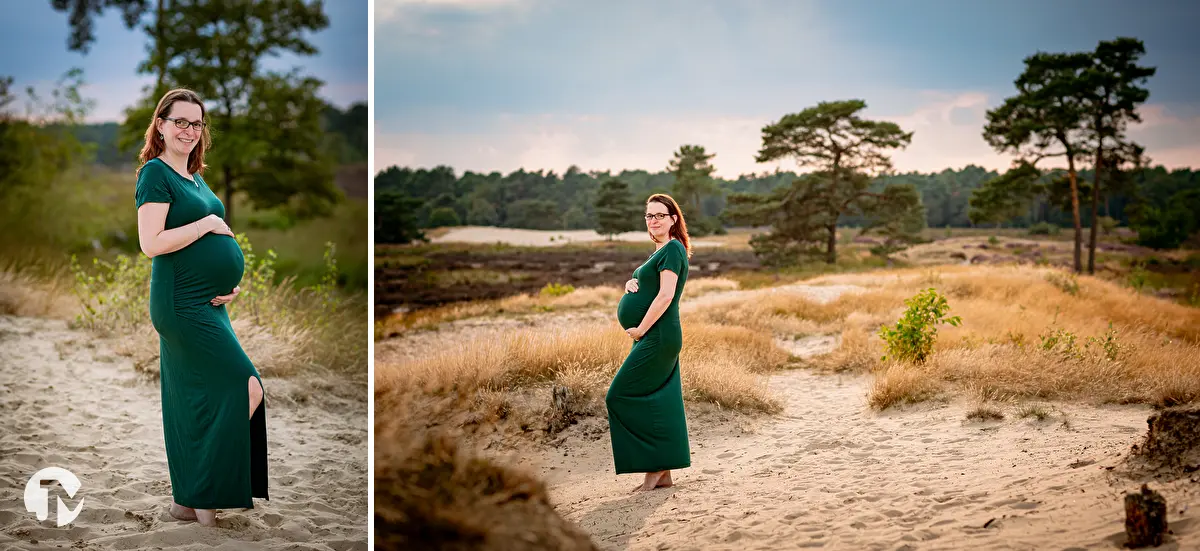 Zwangerschapsshoot tijdens gouden uur in de Loonse Duinen.